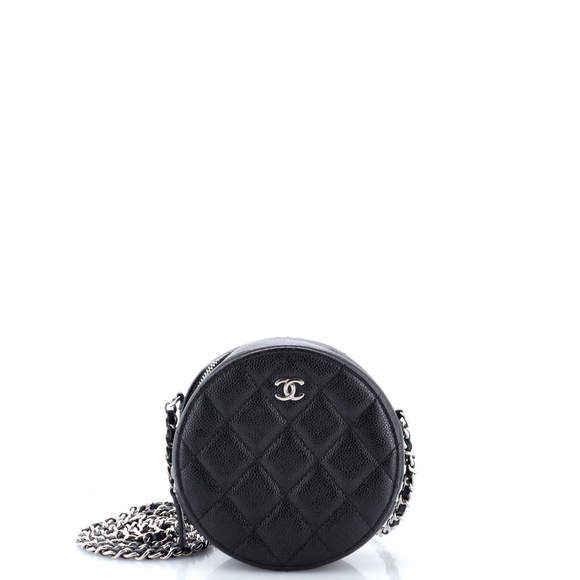 Chanel Mini Round Clutch with Chain Quilted Caviar - Picture 1 of 6